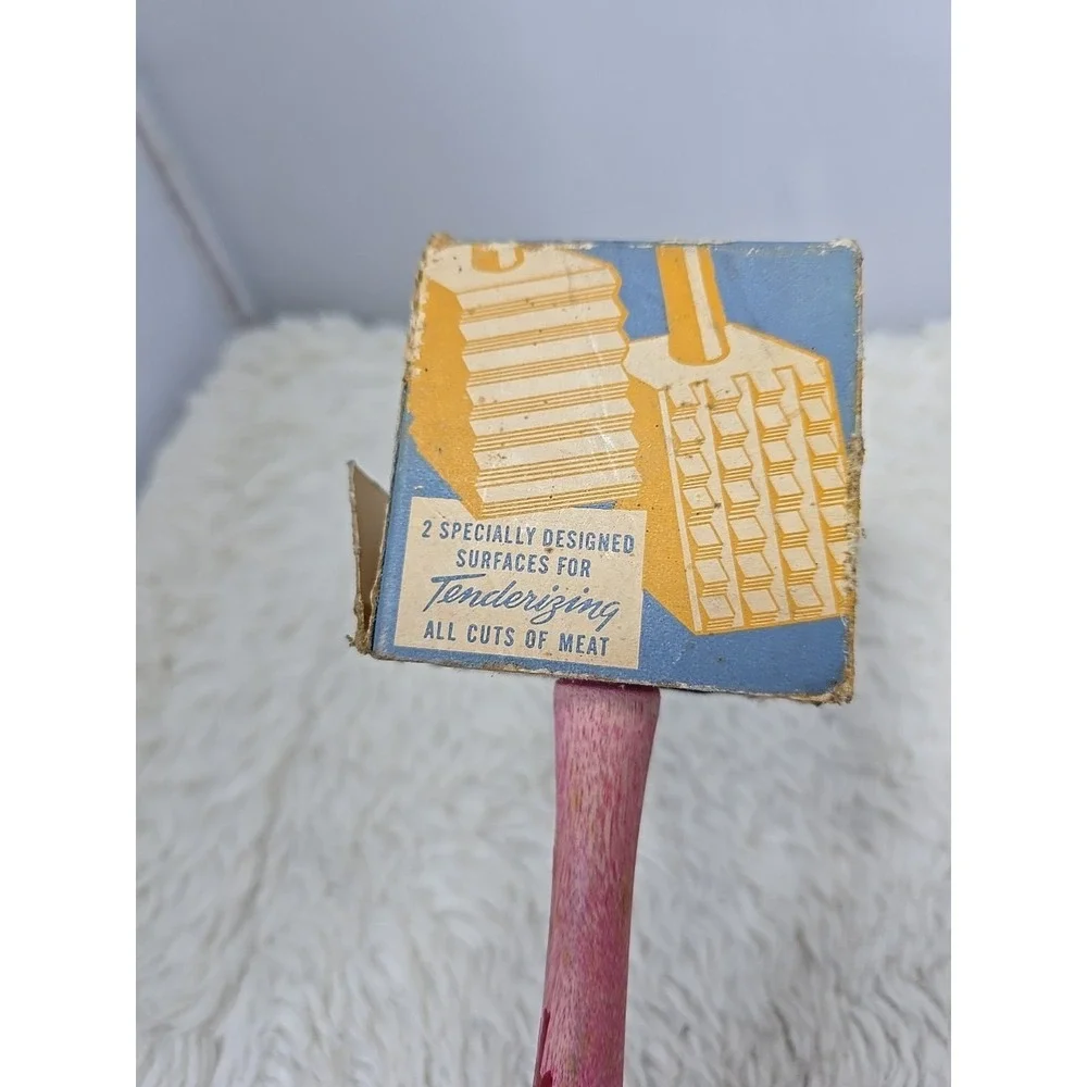 Vintage 60's MCM EKCO Meat Tenderizer‎ Mallet Hammer Wooden Red Handle